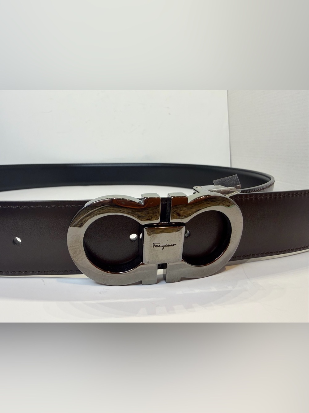 Ferragamo Men's Reversible Leather Double adjustable Gancini belt